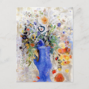 Postal Odilon Redon - Bouquet grande en la maleta azul pa
