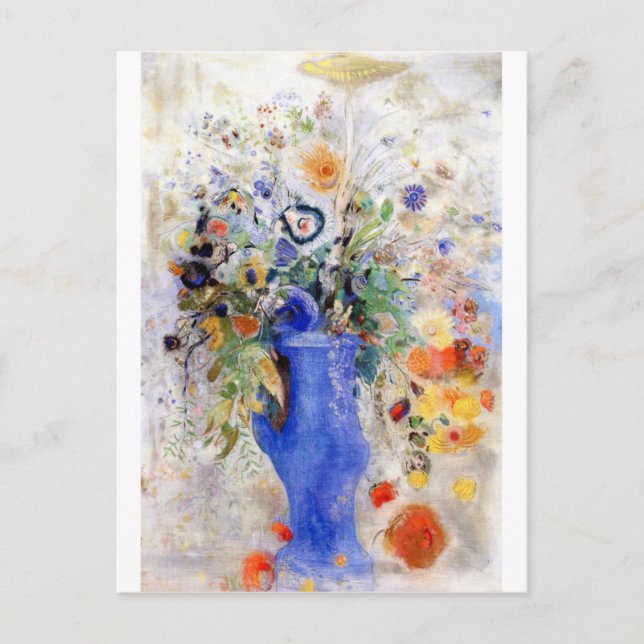 Postal Odilon Redon - Bouquet grande en la maleta azul pa (Anverso)