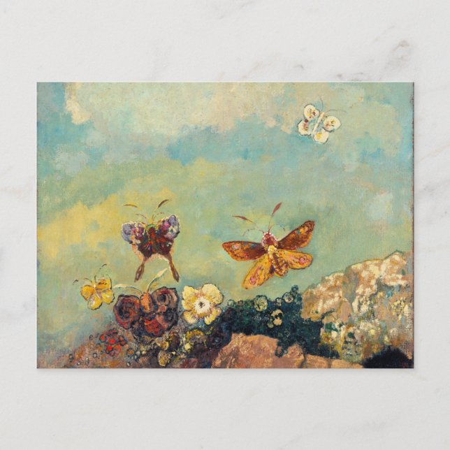 Postal Odilon Redon Butterflies Simbolismo de época Arte (Anverso)