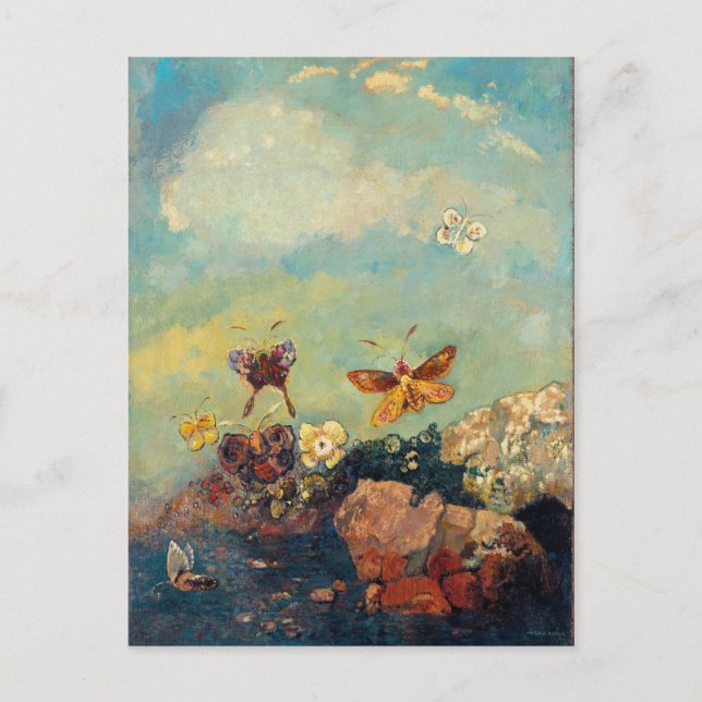 Postal Odilon Redon Butterflies Simbolismo de época Arte (Anverso)