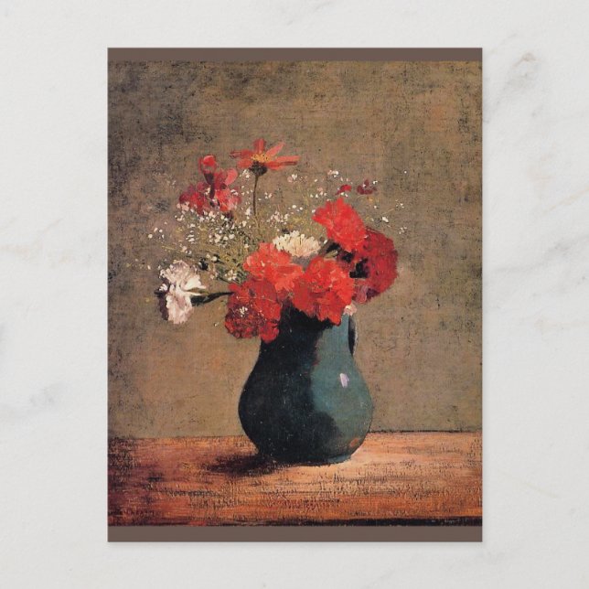 Postal Odilon Redon - Carnations y Baby's Breath, (Anverso)
