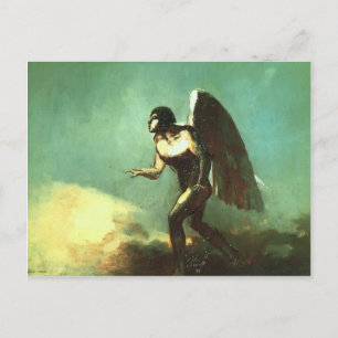Postal Odilon Redon- El Hombre Ala (El Ángel Caído)