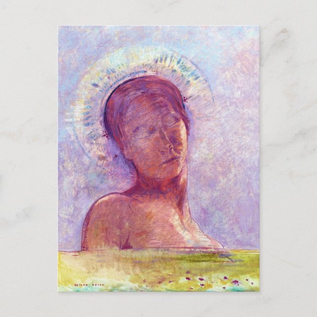 Postal Odilon Redon, ojos cerrados 1889 (Anverso)