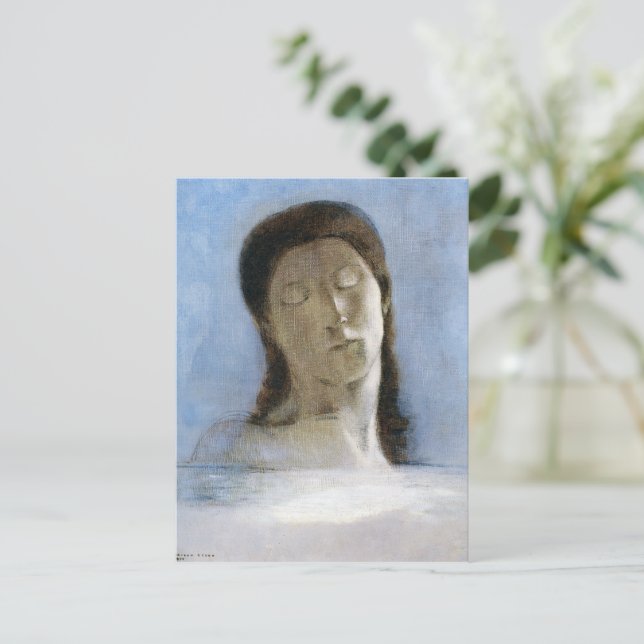Postal Odilon Redon, ojos cerrados 1890  (Anverso de pie)