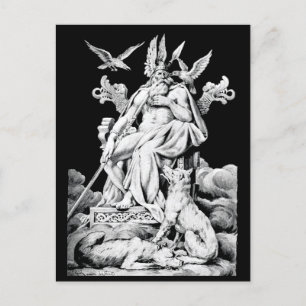 Postal Odin, Dios de la mitología nórdica, ilustracion vi