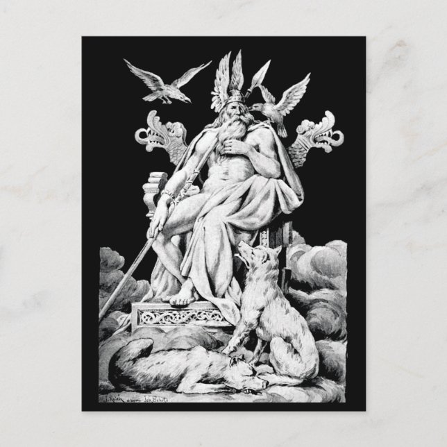 Postal Odin, Dios de la mitología nórdica, ilustracion vi (Anverso)