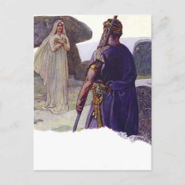 Postal Odin frente a una Völva (Anverso)