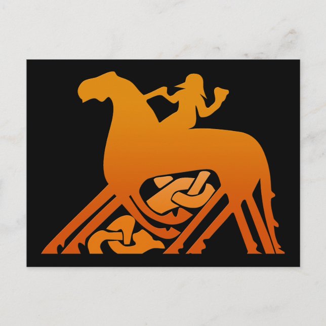 Postal Odin montando sobre la mitología del Viking de Sle (Anverso)