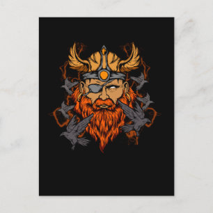 Postal Odin Norse Mythology Viking God & Ravens