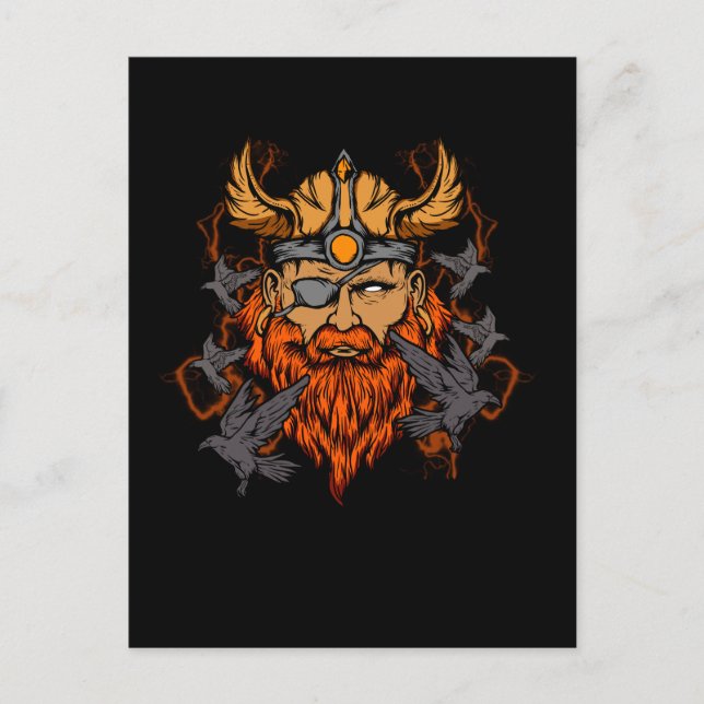 Postal Odin Norse Mythology Viking God & Ravens (Anverso)