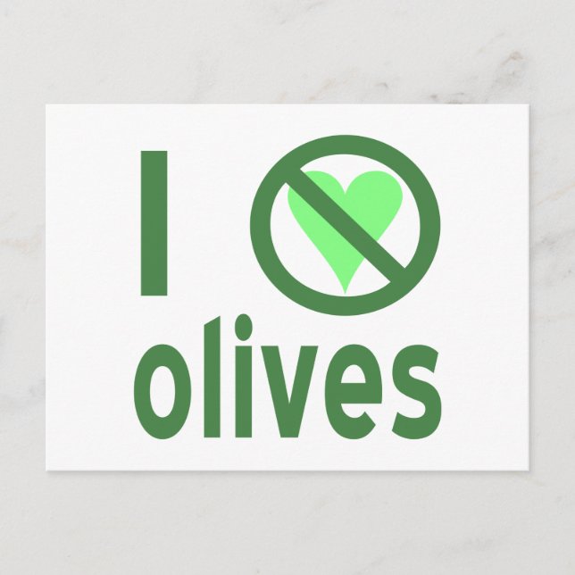 Postal Odio las aceitunas No amo el verde (Anverso)
