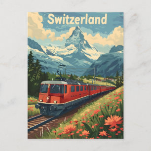 Postal Odisea alpina suiza: Escenario viaje por ferrocarr