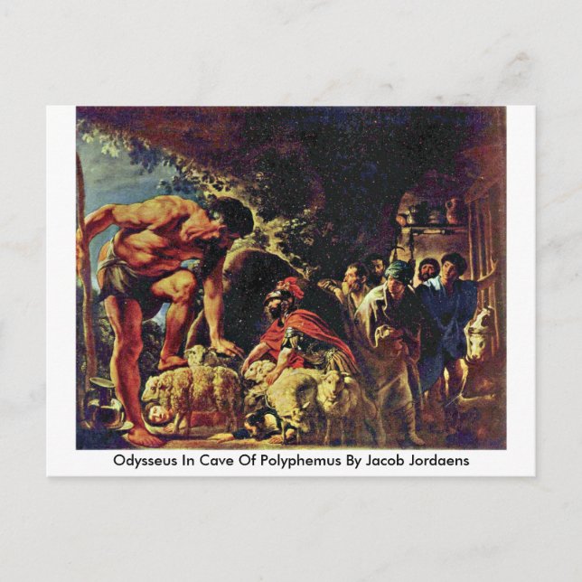 Postal Odiseo En La Cueva De Polifemo De Jacob Jordaens (Anverso)