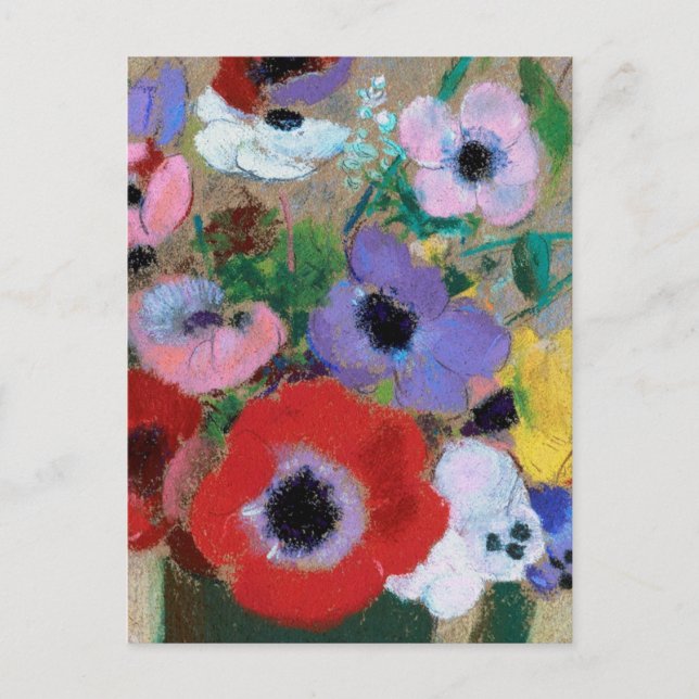 Postal Odlion Redon Flores hermosas resplandecientes CC12 (Anverso)