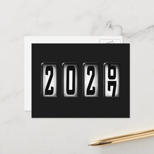 Postal Odómetro de Feliz Año Nuevo 2027 (Anverso/Reverso In Situ)