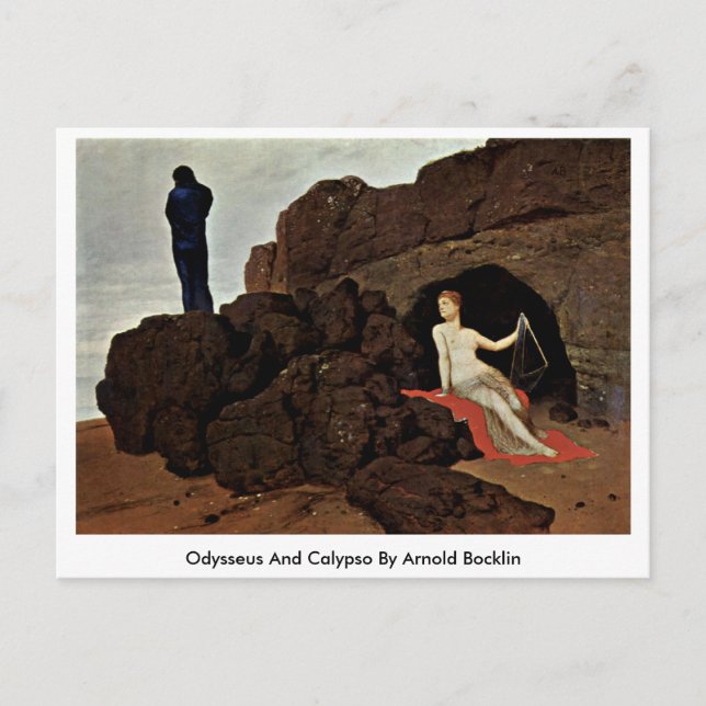 Postal Odysseus Y Calypso De Arnold Bocklin (Anverso)