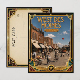 Postal Oeste de Des Moines Iowa Arte Deco Vintage Edad Do