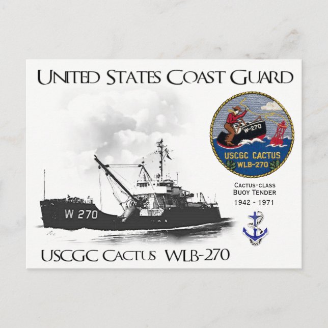 POSTAL OFERTA DE BOOY DE USCGC CACTUS WLB-270 (Anverso)
