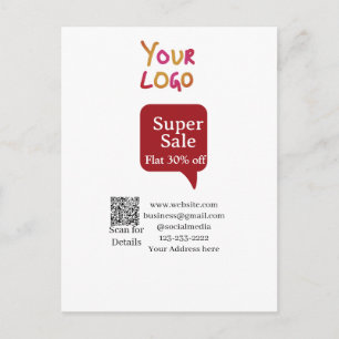 Postal oferta super negocio descuento escanea código QR d