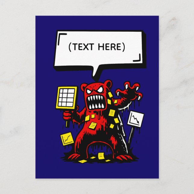 Postal Office Rage Bear - Personalizable de texto (Anverso)