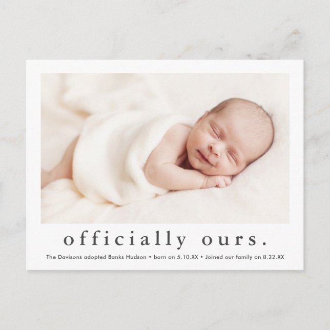 Postal Officialmente nuestros | Adopción de foto minimali (Anverso)