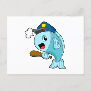 Postal oficial de policía de Fish Police sombrero de poli