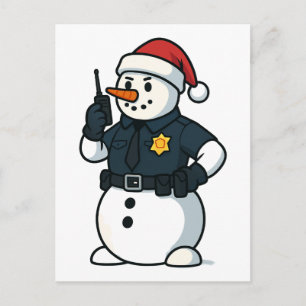 Postal Oficial de policía de muñeco de nieve Navidad 2026