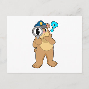 Postal Oficial de policía oso Lupas