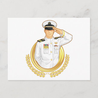 Postal Oficial militar en Salute Gesture