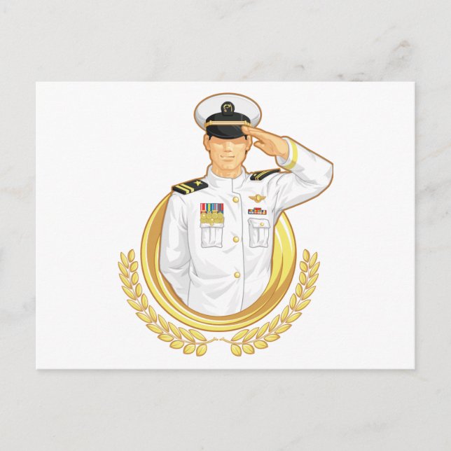 Postal Oficial militar en Salute Gesture (Anverso)