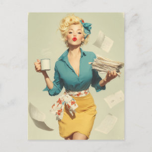 Postal Oficina Chic de Pin-Up Retro
