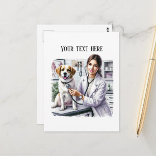 Postal Oficina de veterinaria linda personalizable
