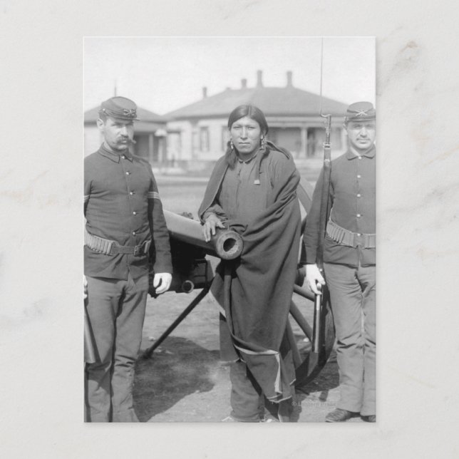 Postal Oglala India: muchos caballos (Anverso)