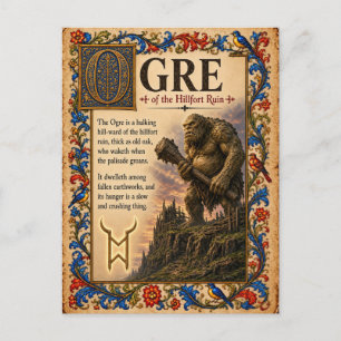 Postal Ogro, Arte de Bestiario Medieval