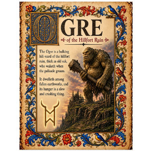 Postal Ogro, Arte de Bestiario Medieval