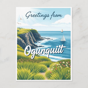 Postal Ogunquit, Maine – Vistas del paseo marítimo vintag