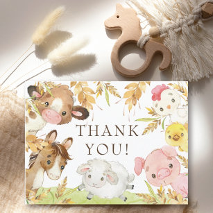 Postal Oh Baby Farm Animals Baby Shower Gracias