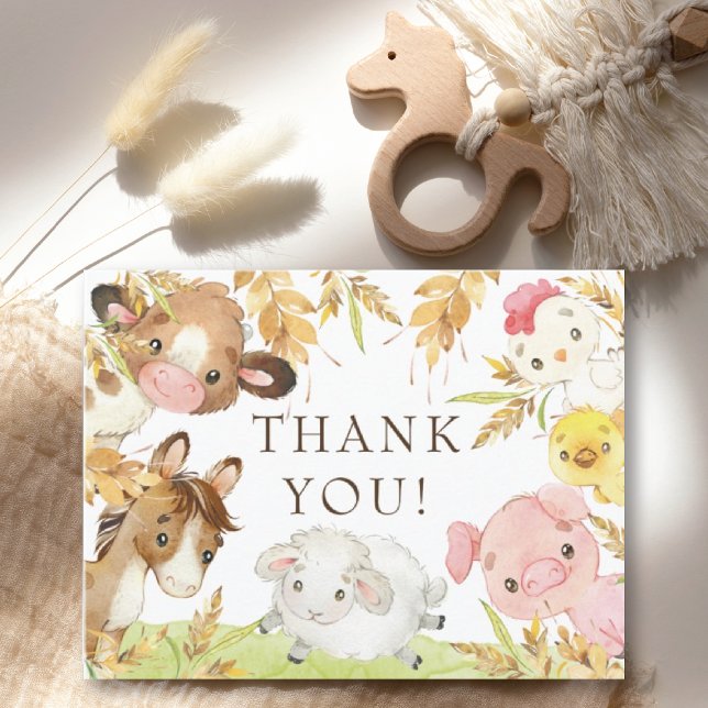 Postal Oh Baby Farm Animals Baby Shower Gracias (Subido por el creador)