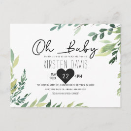 Postal Oh Baby Greenery Baby Shower Género Neutral