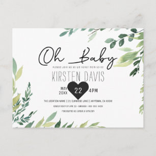 Postal Oh Baby Greenery Baby Shower Género Neutral