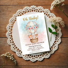 Postal Oh Baby Hot Air Balloon Floral Invitation