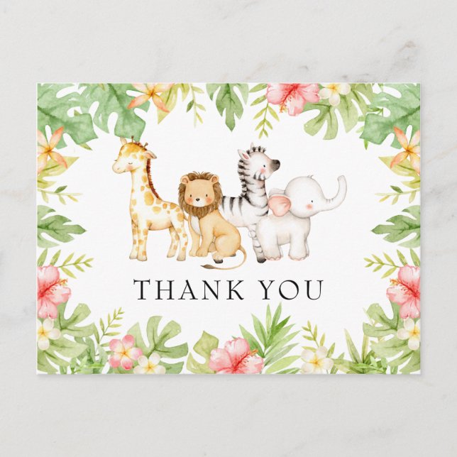 Postal Oh Baby Jungle Baby Shower Gracias Postcard (Anverso)