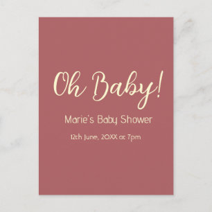 Postal oh baby nombre fecha maron simple minimal tendenci