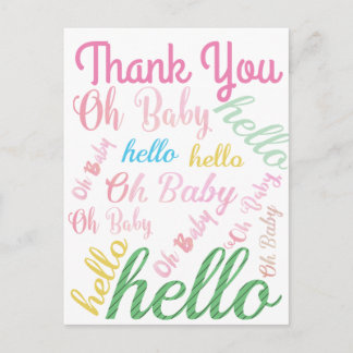 Postal Oh bebé chica rosa personalizada