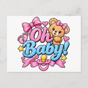 Postal ¡Oh bebé! Diseño de celebración de baby shower
