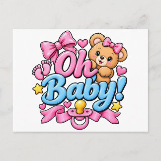 Postal ¡Oh bebé! Diseño de celebración de baby shower