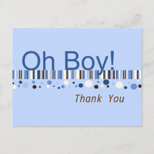 Postal Oh Boy Dots and Stripes Gracias Postcard