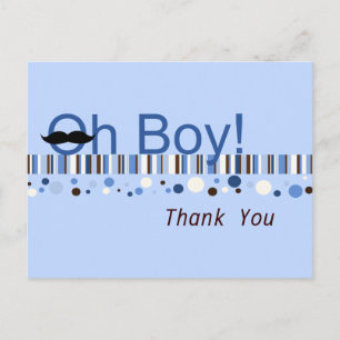Postal Oh Boy Dots and Stripes Gracias Postcard