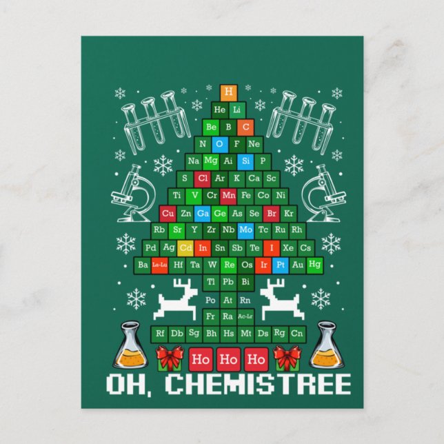 Postal Oh Chemistree Christmas Chemistry Science Periodic (Anverso)