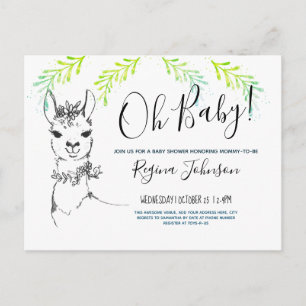 Postal Oh Chica de Baby Shower Cute llama